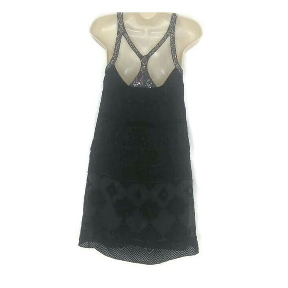 NWT Free People Silk Blend Strappy Black Velvet Mini Dress Size 10 - Picture 4 of 5